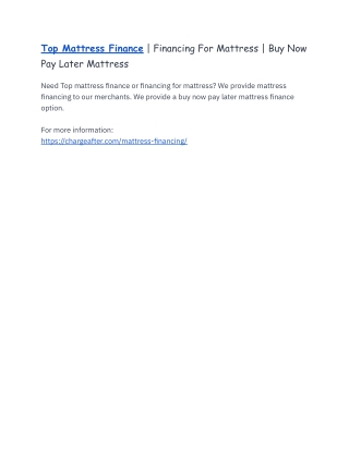 Top Mattress Finance | Financing For Mattress | Buy Now Pay Later Mattress