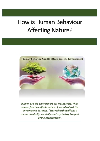 How is Human Behaviour Affecting Nature