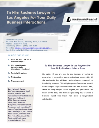 To Hire Business Lawyer in Los Angeles For Your Daily Business Interactions