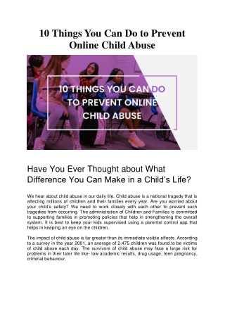 10 Things You Can Do to Prevent Online Child Abuse