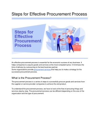Steps for Effective Procurement Process