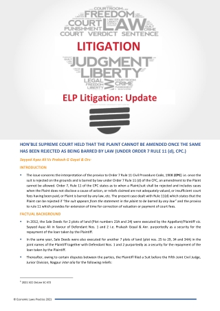 ELP Litigation Update Sayyed AyazAli Vs Prakash G Goyal