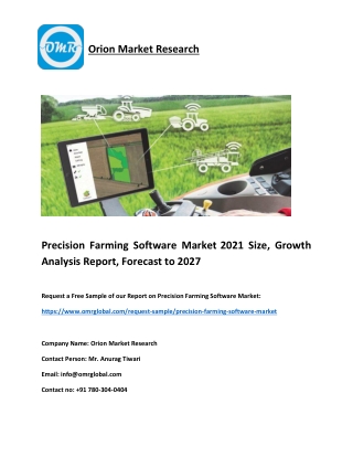 Precision Farming Software Market 2021 Size, Growth, Forecast to 2027
