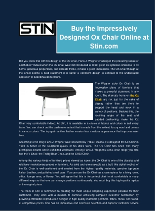 Buy the Impressively Designed Ox Chair Online at Stin.com