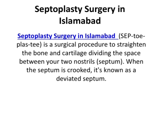 Septoplasty Surgery in Islamabad