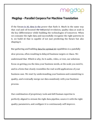 Parallel Corpora For Machine Translation