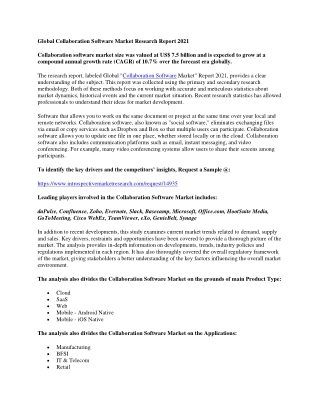 Global Collaboration Software Market Research Report 2021
