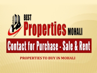 Properties For Sale In Mohali