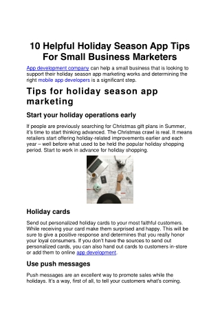 10 Helpful Holiday Season App Tips For Small Business Marketers