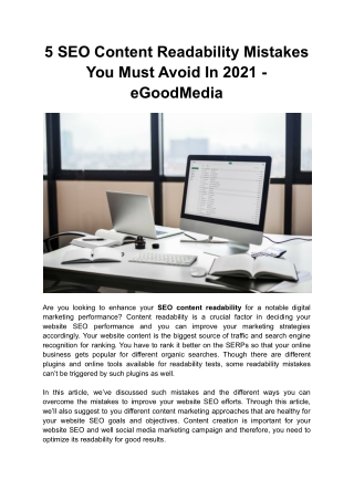 5 SEO Content Readability Mistakes You Must Avoid In 2021 - eGoodMedia