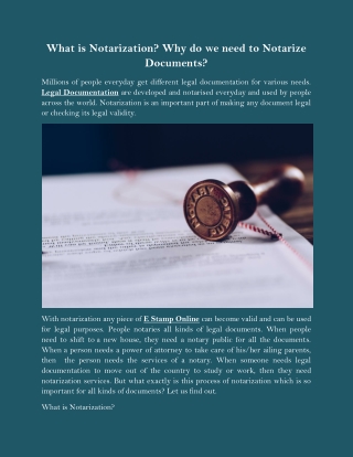 What is Notarization Why do we need to Notarize Documents