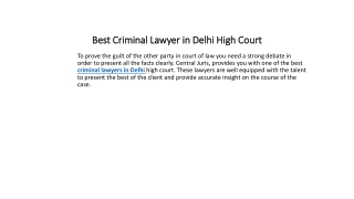 Best criminal lawyer in Delhi high court