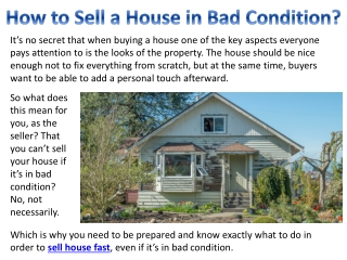 How to Sell a House in Bad Condition?