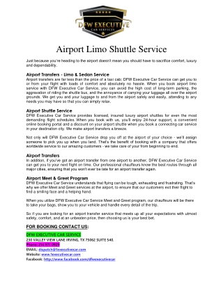 Airport Limo Shuttle Service