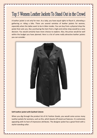 Top 5 Women Leather Jackets To Stand Out in the Crowd