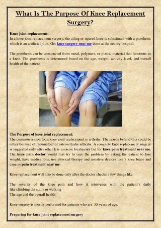 What Is The Purpose Of Knee Replacement Surgery