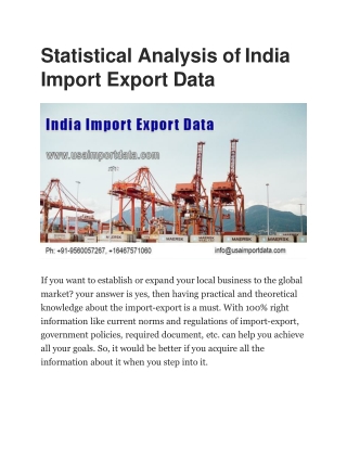 Statistical Analysis of India Import Export Dataa