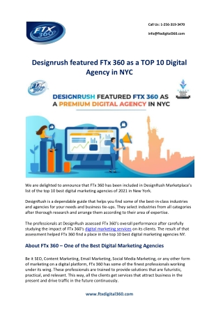 FTx 360 - Top 10 Rated Digital Marketing Agency in NYC