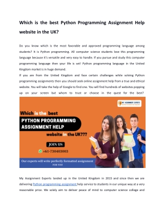 Which is the best Python Programming Assignment Help website in UK?