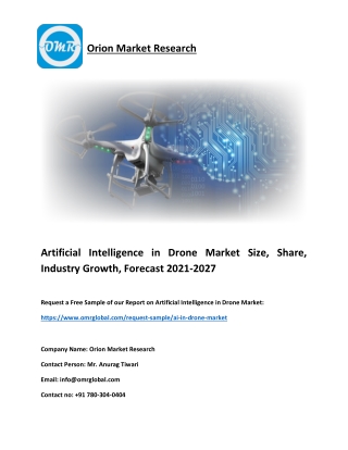 Artificial Intelligence in Drone Market Size, Share, Growth, Forecast 2021-2027