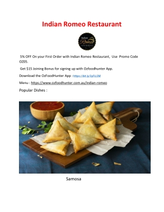 5% Off - Indian Romeo Restaurant Delivery Middle Ridge, QLD