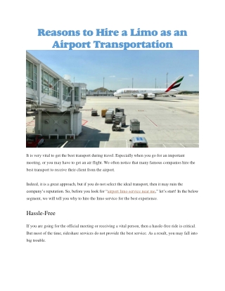 Airport limo service near me