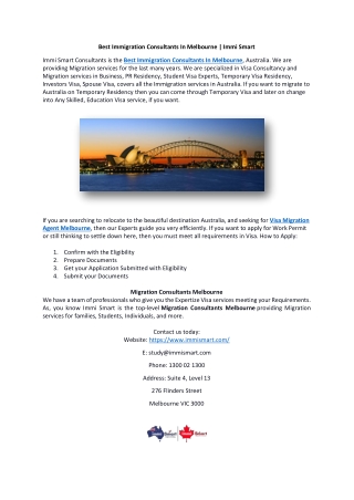 Migration Consultants Melbourne | Immi Smart
