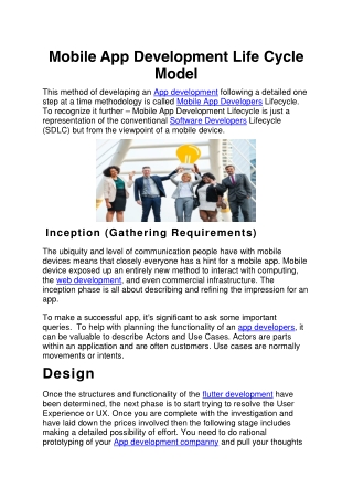Mobile App Development Life Cycle Model