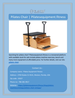 Pilates Chair | Pilatesequipment.fitness