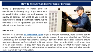 How to Hire Air Conditioner Repair Services?