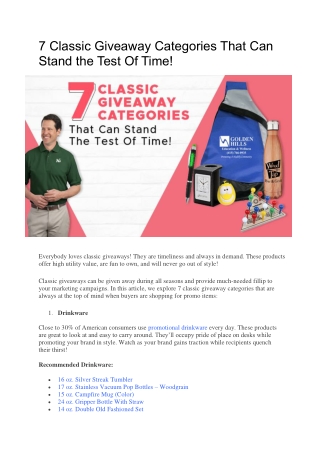7 Classic Giveaway Categories That Can Stand the Test Of Time! - Business and Marketing Blog