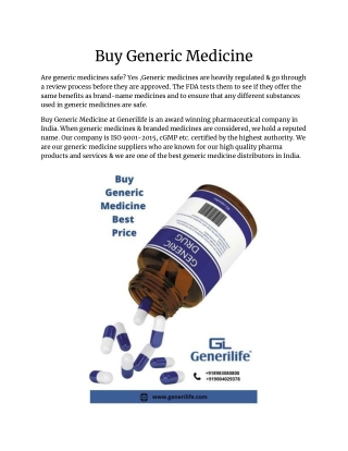 Buy Generic Medicine