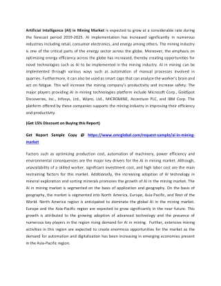 Artificial Intelligence (AI) in Mining Market