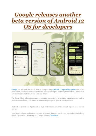 Google releases another beta version of Android 12 OS for developers