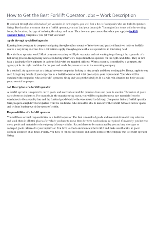 Article Staffing Inc forklift operator hiring