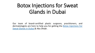 Botox injections for Sweat glands in Dubai