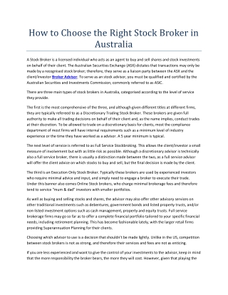 How to Choose the Right Stock Broker in Australia