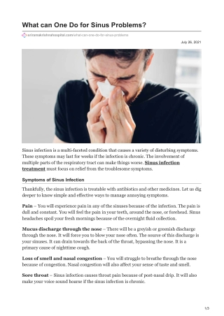 What can One Do for Sinus Problems