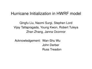 Hurricane Initialization in HWRF model