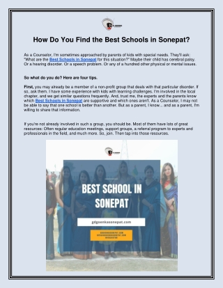 How Do You Find the Best Schools in Sonepat