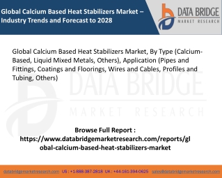Global Calcium Based Heat Stabilizers Market – Industry Trends and Forecast to 2028