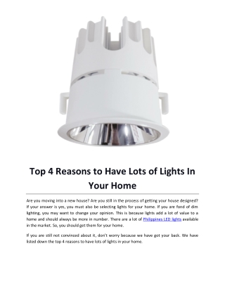Top 4 Reasons to Have Lots of Lights In Your Home
