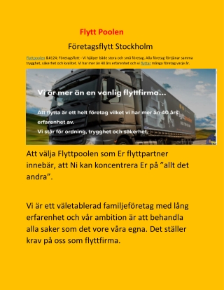 Företagsflytt Stockholm