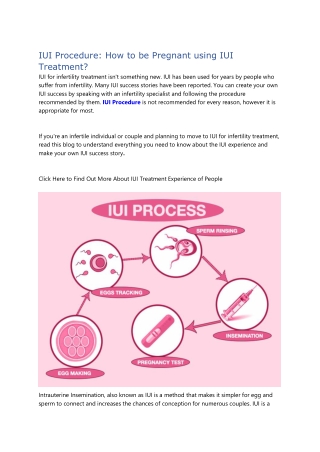IUI Procedure -  How to be Pregnant using IUI Treatment