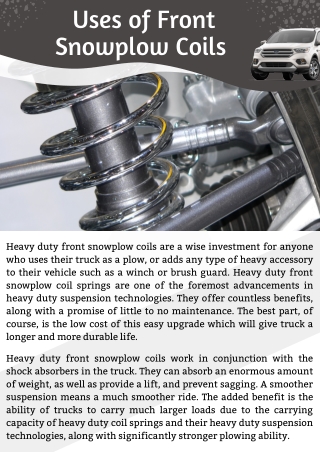 Uses of Front Snowplow Coils