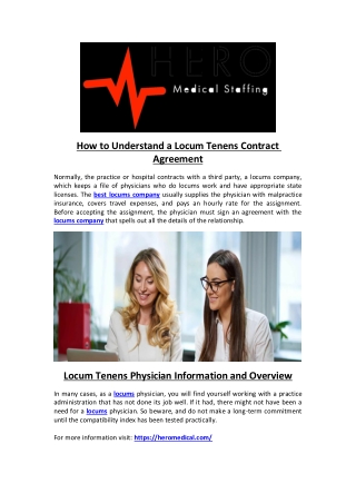 How to Understand a Locum Tenens Contract Agreement