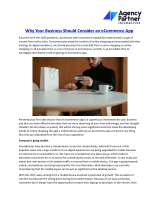 Why Your Business Should Consider an eCommerce App