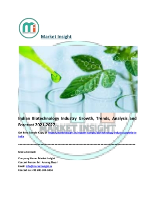 Indian Biotechnology Industry, Share, Trends, Analysis and Forecast 2021-2027