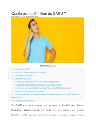 Qu'est ce que SASU