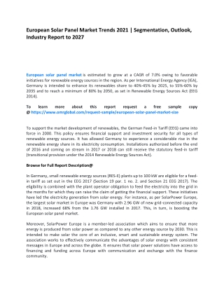 European Solar Panel Market Trends 2021